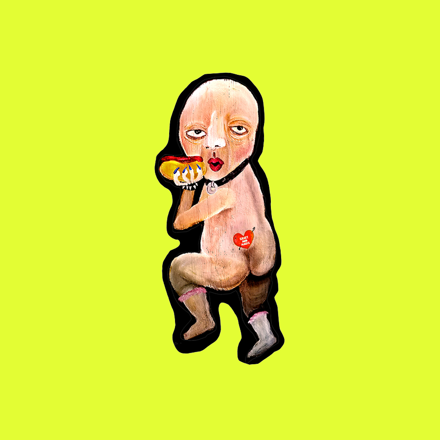 HOT DOG CHERUB STICKER