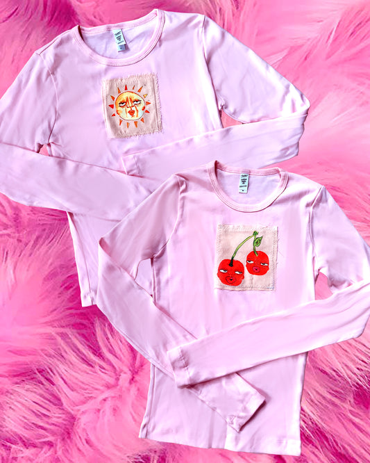 Pink Ribbed Long Sleeve