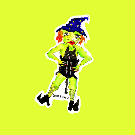 BLACK CAT WITCH STICKER